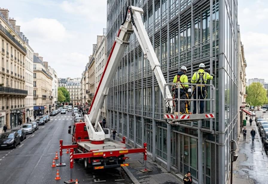 camion nacelle sur porteur pour chantier extérieur