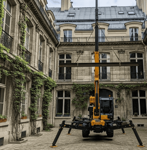Location mini grue sur chantier en Île-de-France