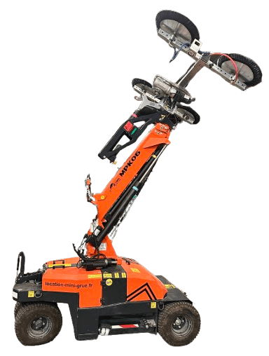 Robot de pose vitrage Jekko MPK 06 sur chantier en Île-de-France